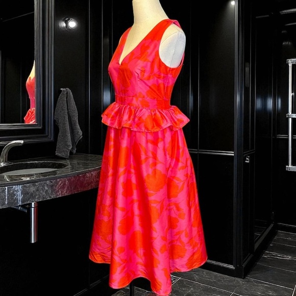 NWT Kate Spade for Target ‘Women’s Classic Rose Peplum Midi Dress’ in “Pink/Red” - Picture 8 of 16